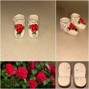 Antique Pair 🌹 of Small Ceramic Booties